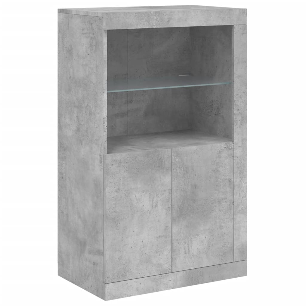 Buffet avec lumières LED gris béton 162x37x100 cm - XIOS