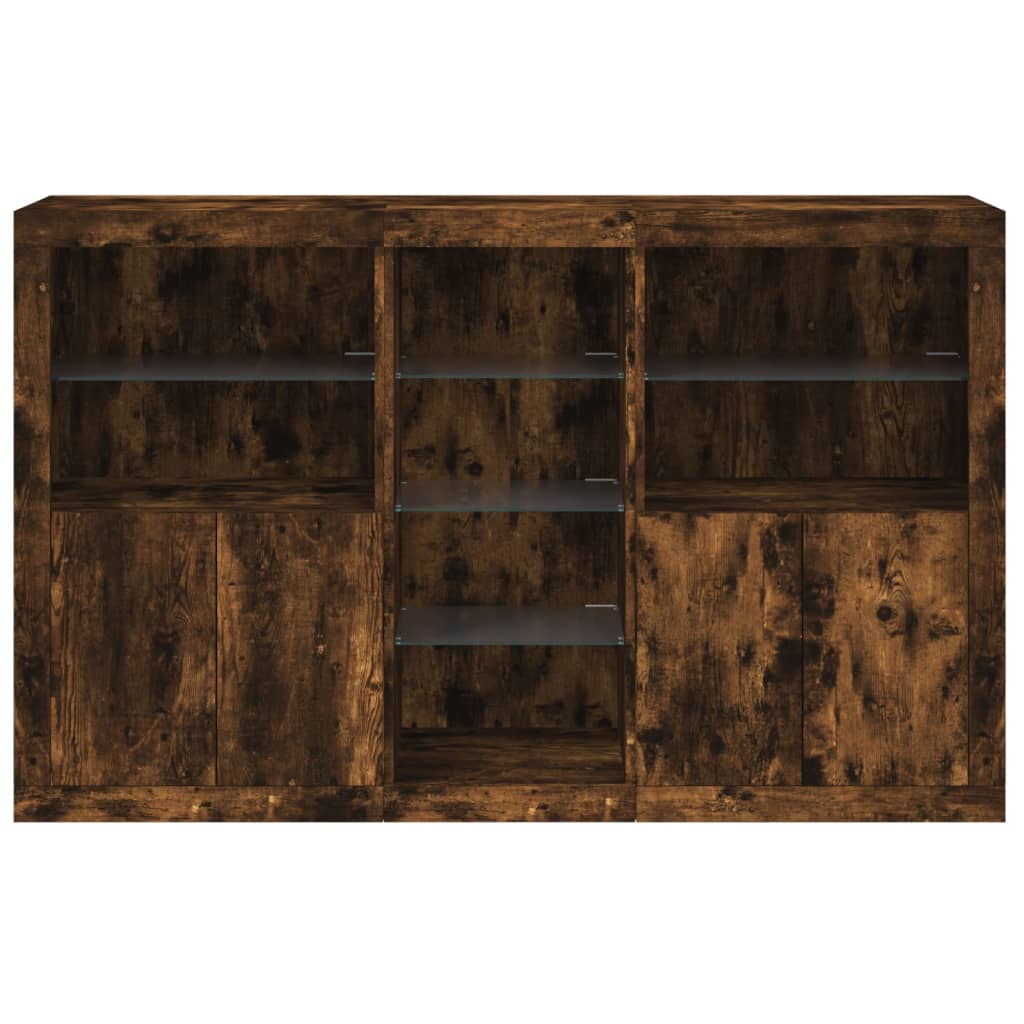 Buffet avec lumières LED chêne fumé 162x37x100 cm - XIOS