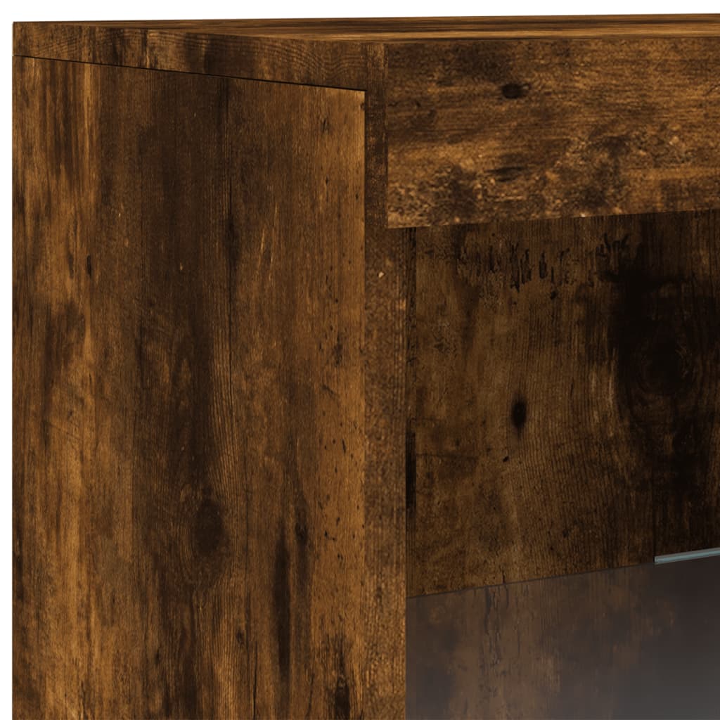 Buffet avec lumières LED chêne fumé 162x37x100 cm - XIOS
