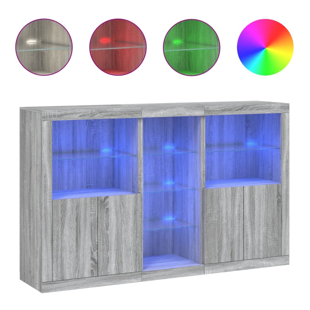 Buffet avec lumières LED sonoma gris 162x37x100 cm - XIOS