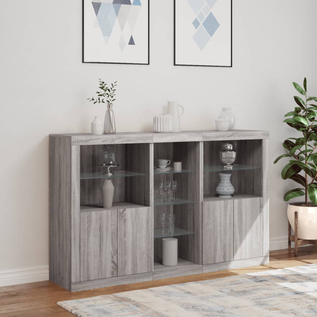 Buffet avec lumières LED sonoma gris 162x37x100 cm - XIOS