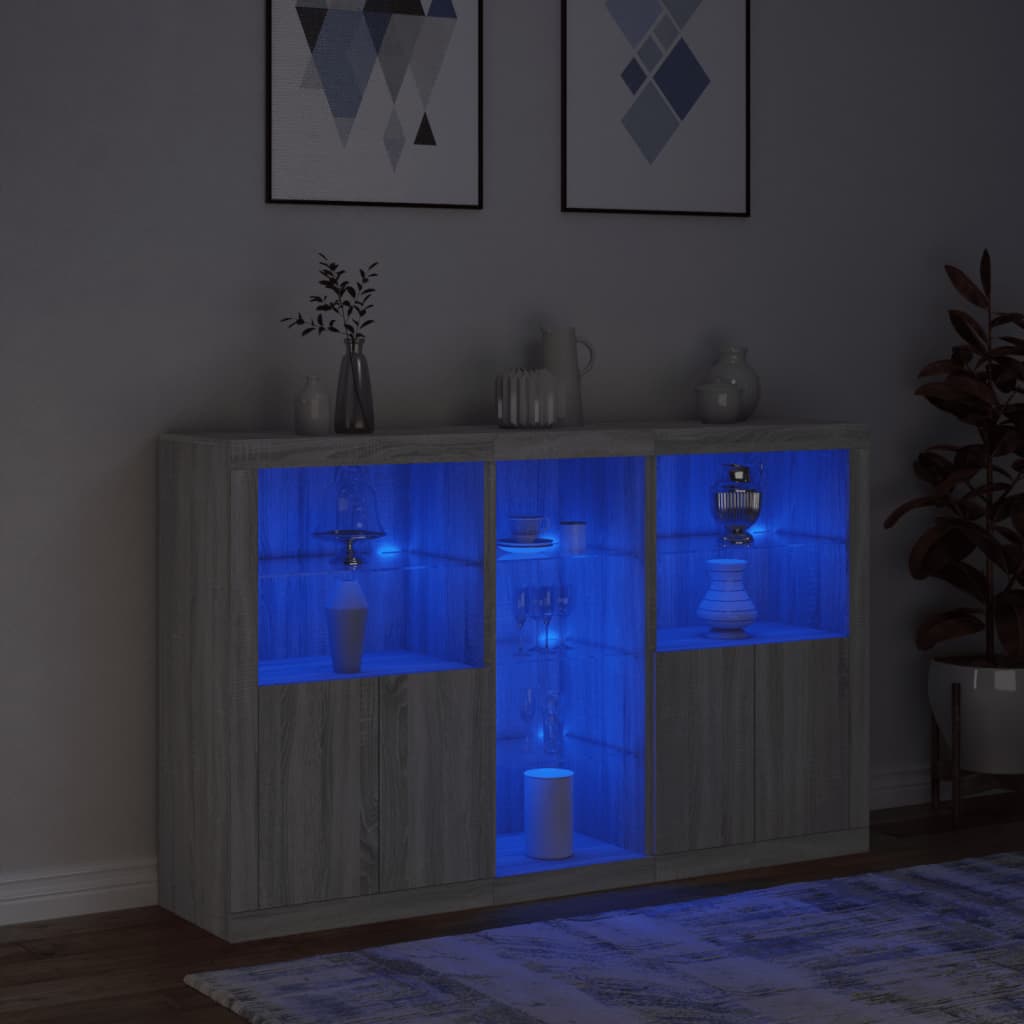 Buffet avec lumières LED sonoma gris 162x37x100 cm - XIOS