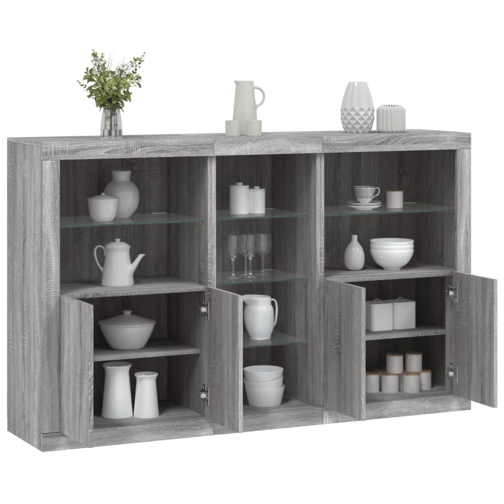 Buffet avec lumières LED sonoma gris 162x37x100 cm - XIOS