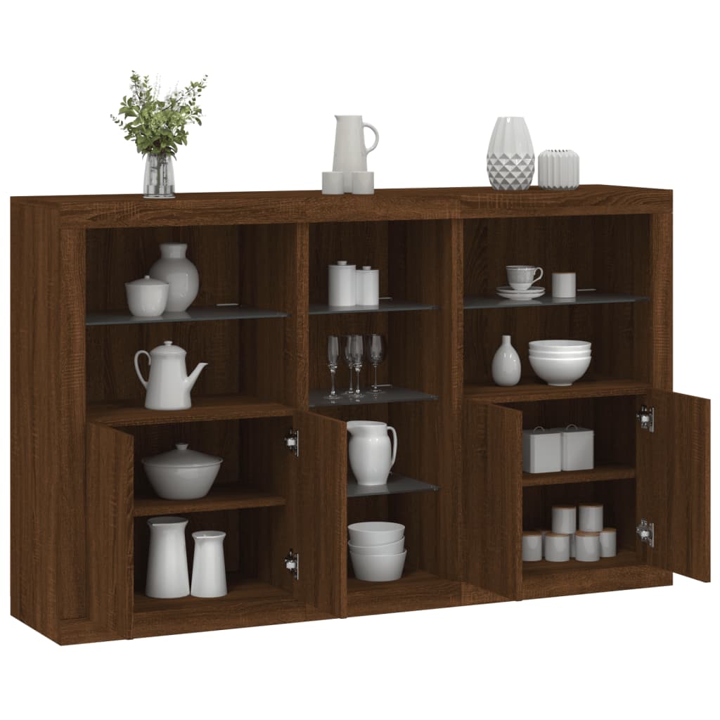 Buffet avec lumières LED chêne marron 162x37x100 cm - XIOS