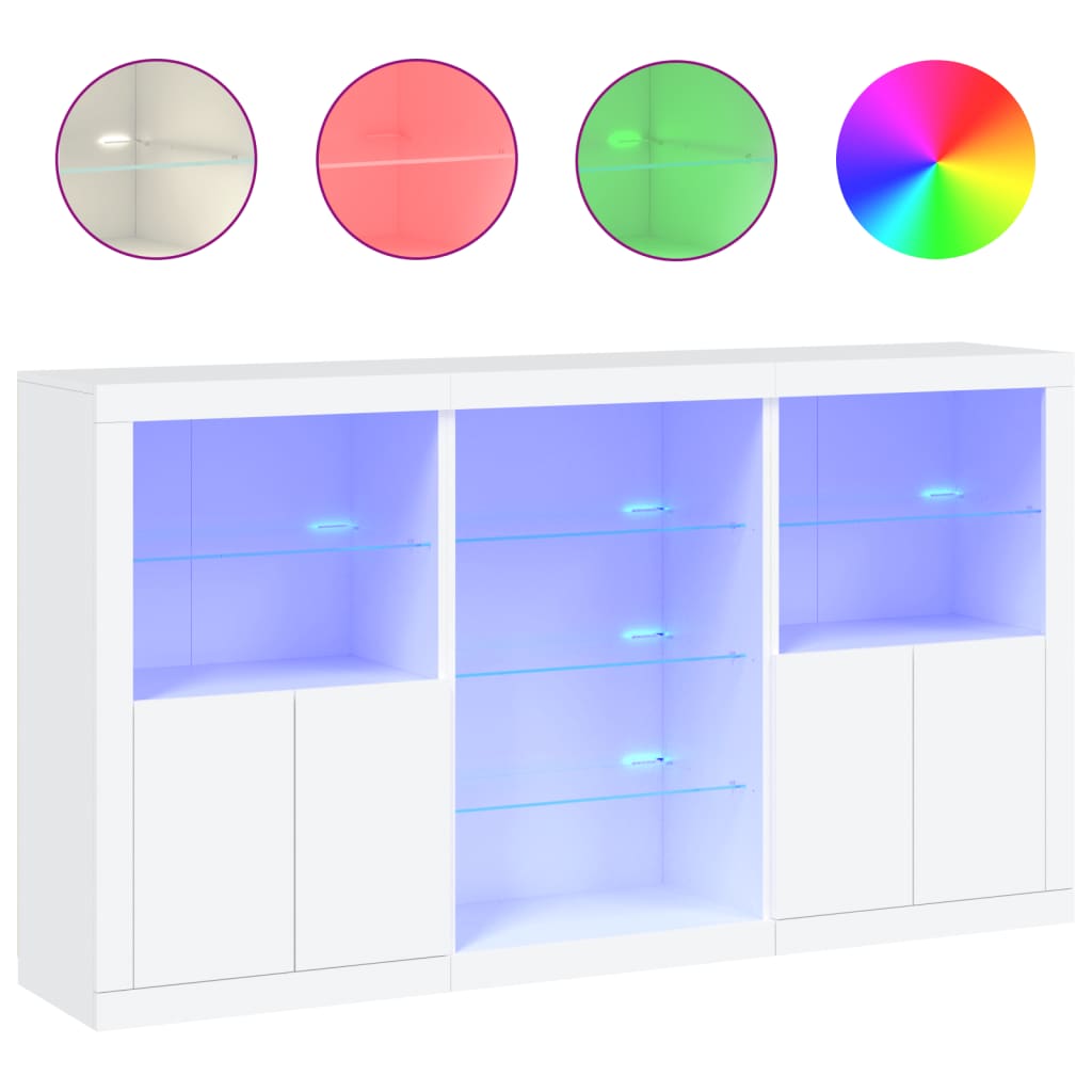 Buffet avec lumières LED blanc 181,5x37x100 cm - XIOS