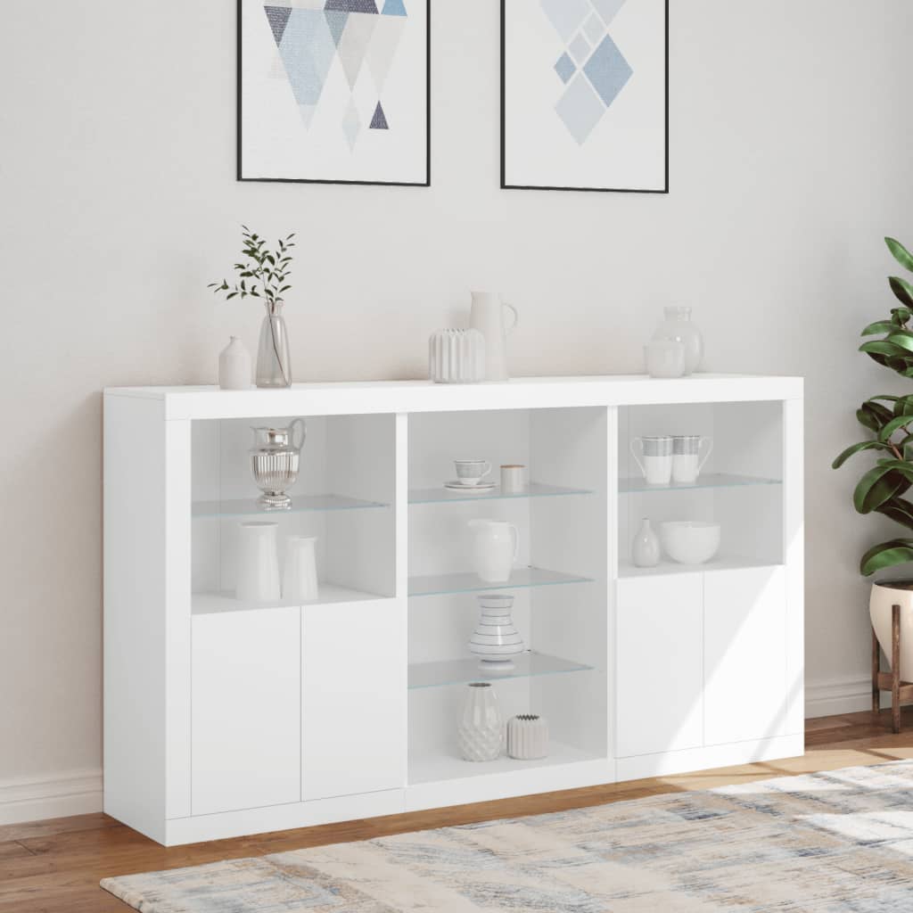 Buffet avec lumières LED blanc 181,5x37x100 cm - XIOS