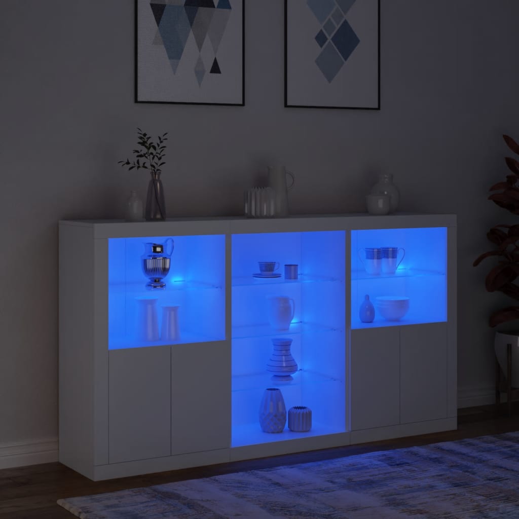 Buffet avec lumières LED blanc 181,5x37x100 cm - XIOS