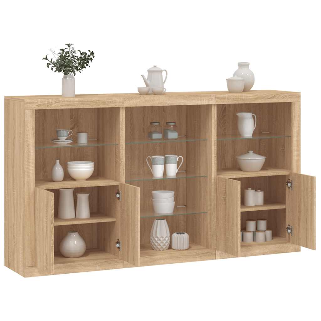 Buffet avec lumières LED chêne sonoma 181,5x37x100 cm - XIOS