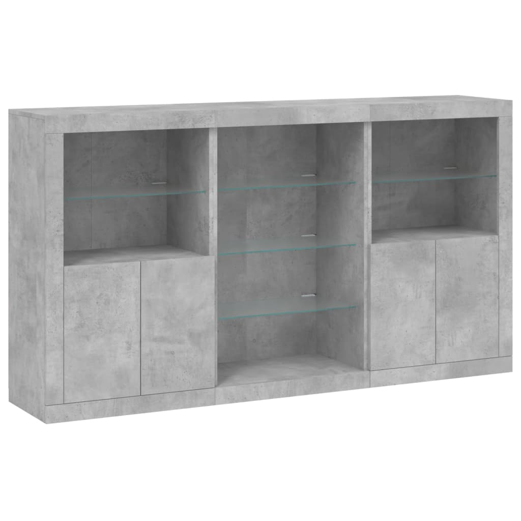 Buffet avec lumières LED gris béton 181,5x37x100 cm - XIOS