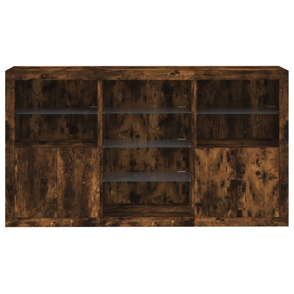 Buffet avec lumières LED chêne fumé 181,5x37x100 cm - XIOS