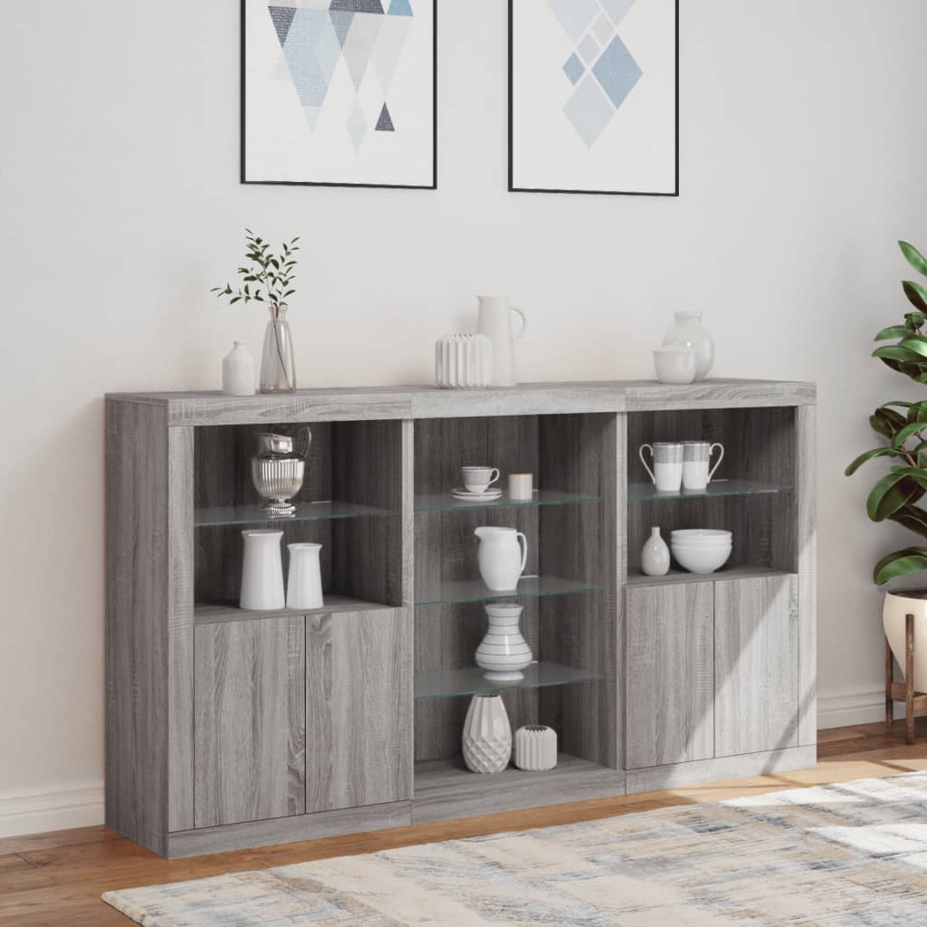 Buffet avec lumières LED sonoma gris 181,5x37x100 cm - XIOS