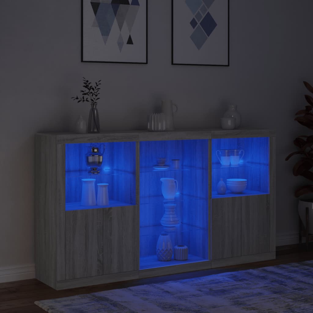 Buffet avec lumières LED sonoma gris 181,5x37x100 cm - XIOS