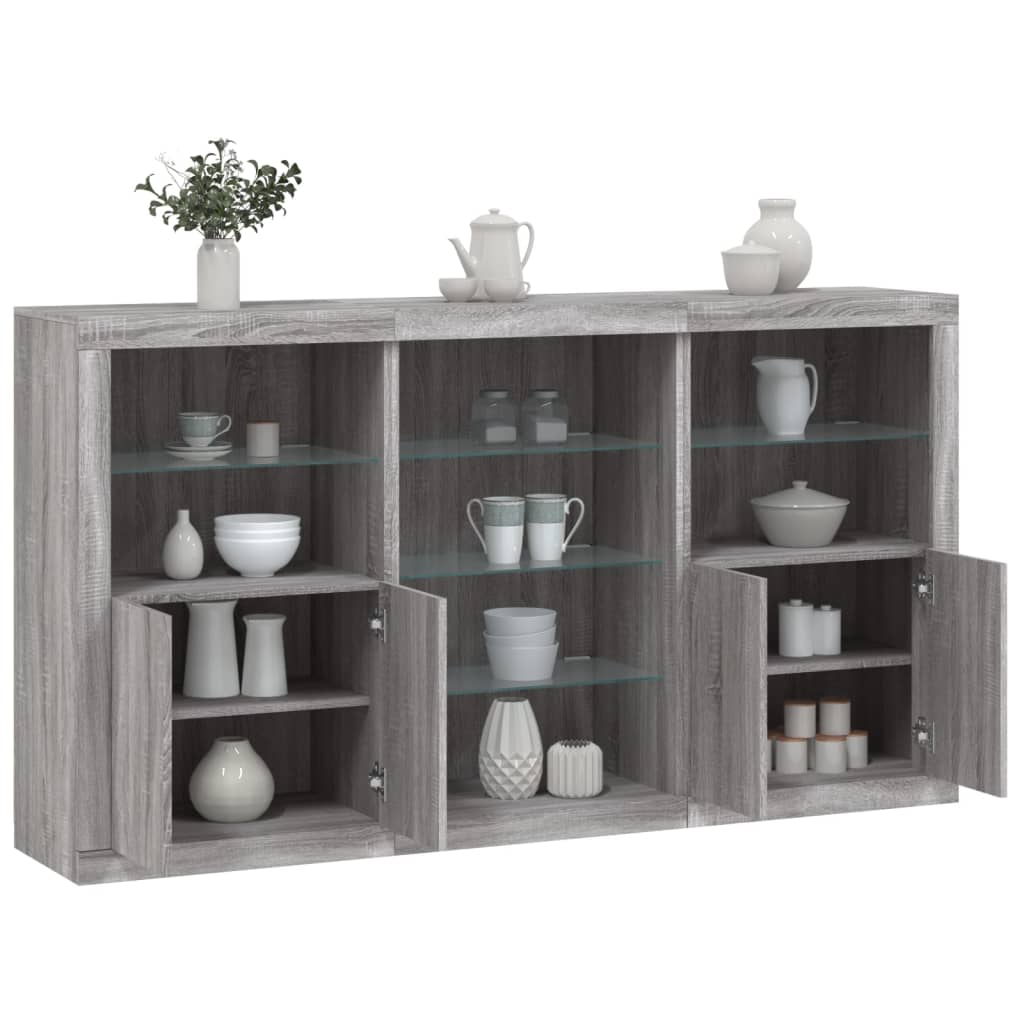 Buffet avec lumières LED sonoma gris 181,5x37x100 cm - XIOS