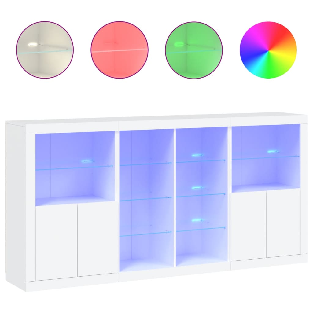 Buffet avec lumières LED blanc 202x37x100 cm - XIOS