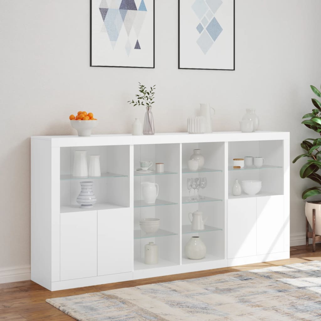 Buffet avec lumières LED blanc 202x37x100 cm - XIOS