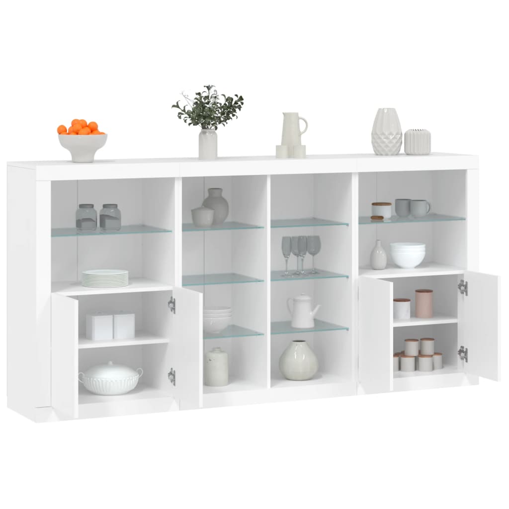 Buffet avec lumières LED blanc 202x37x100 cm - XIOS