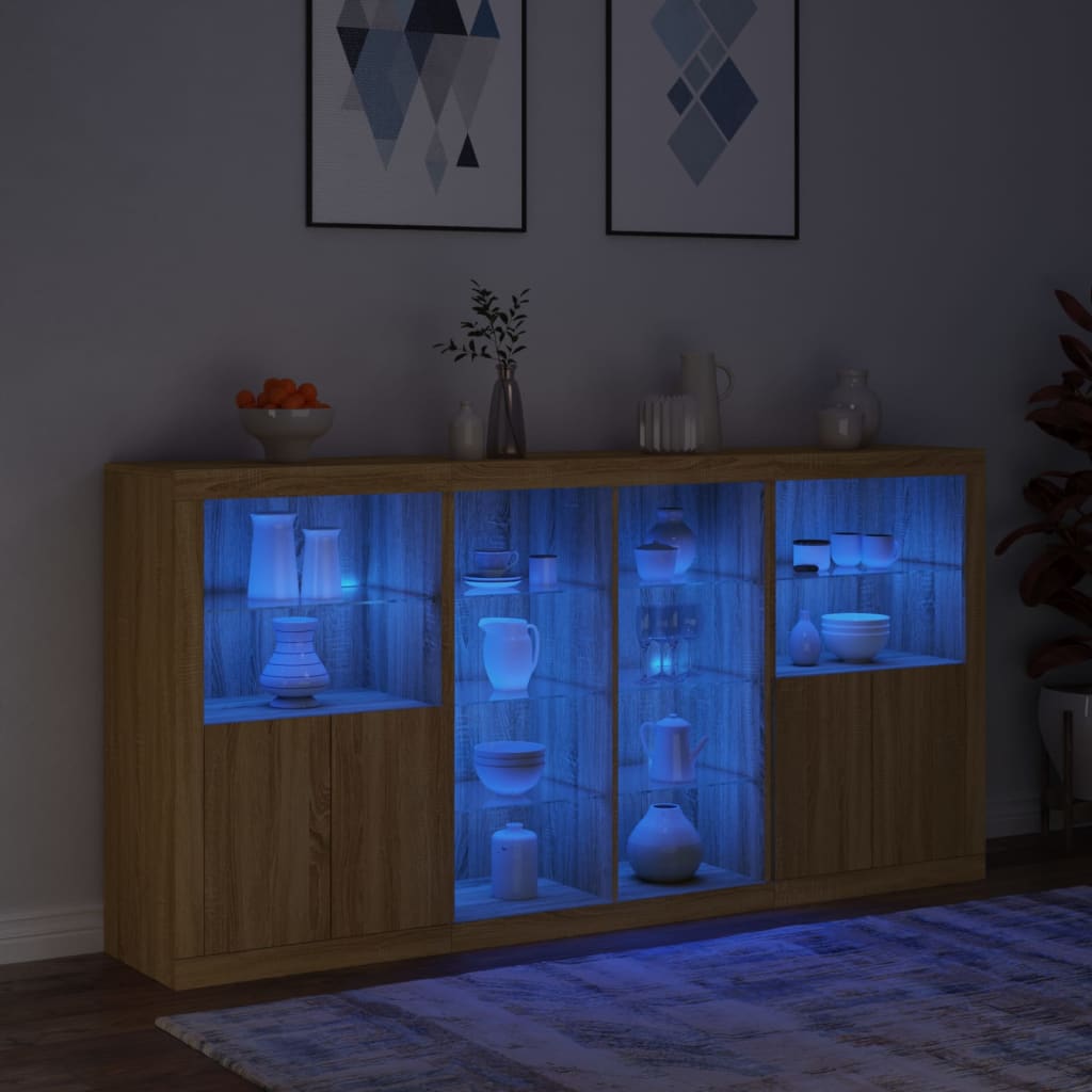Buffet avec lumières LED chêne sonoma 202x37x100 cm - XIOS