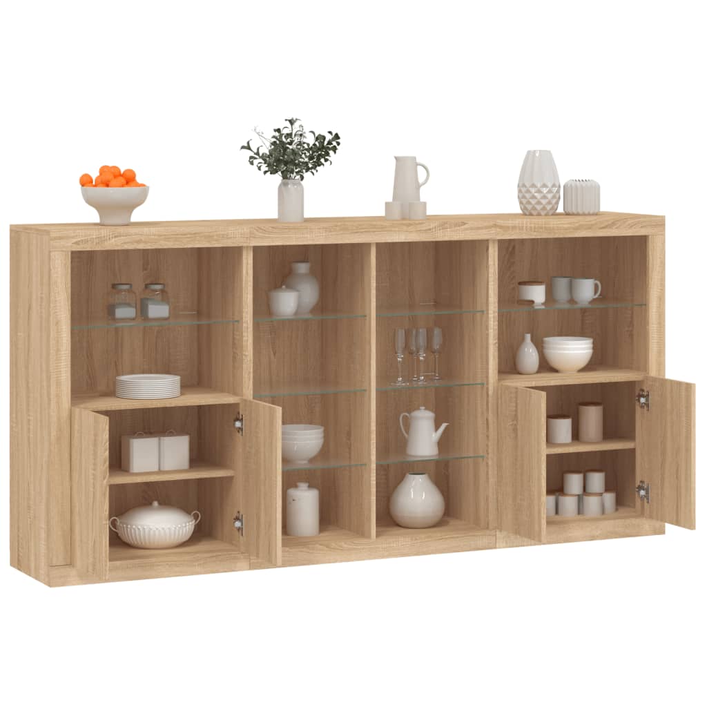 Buffet avec lumières LED chêne sonoma 202x37x100 cm - XIOS
