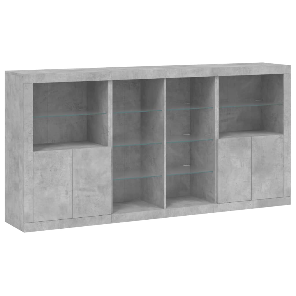 Buffet avec lumières LED gris béton 202x37x100 cm - XIOS