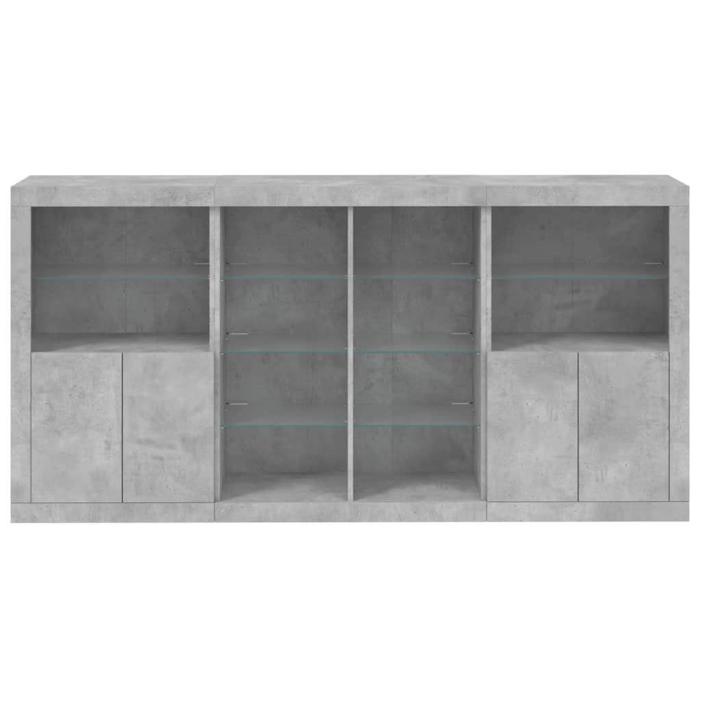 Buffet avec lumières LED gris béton 202x37x100 cm - XIOS