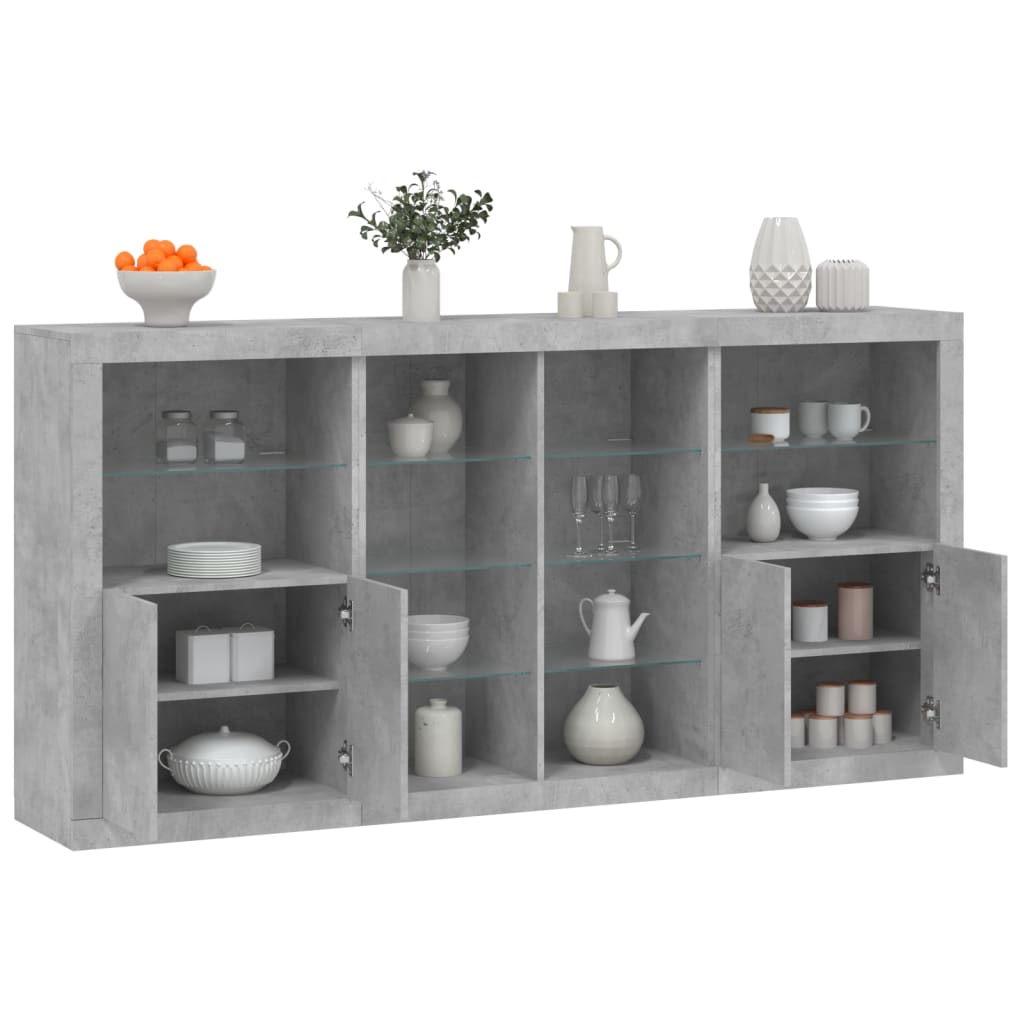 Buffet avec lumières LED gris béton 202x37x100 cm - XIOS