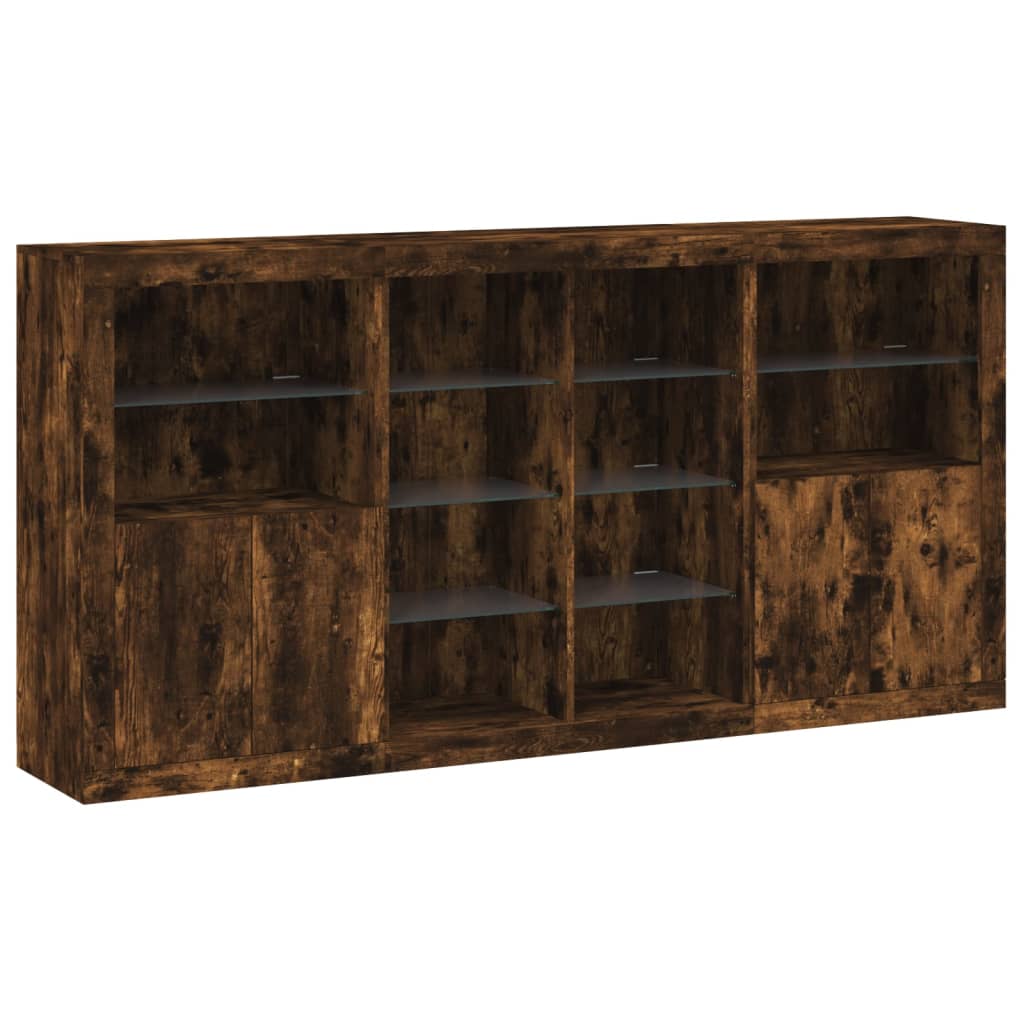 Buffet avec lumières LED chêne fumé 202x37x100 cm - XIOS