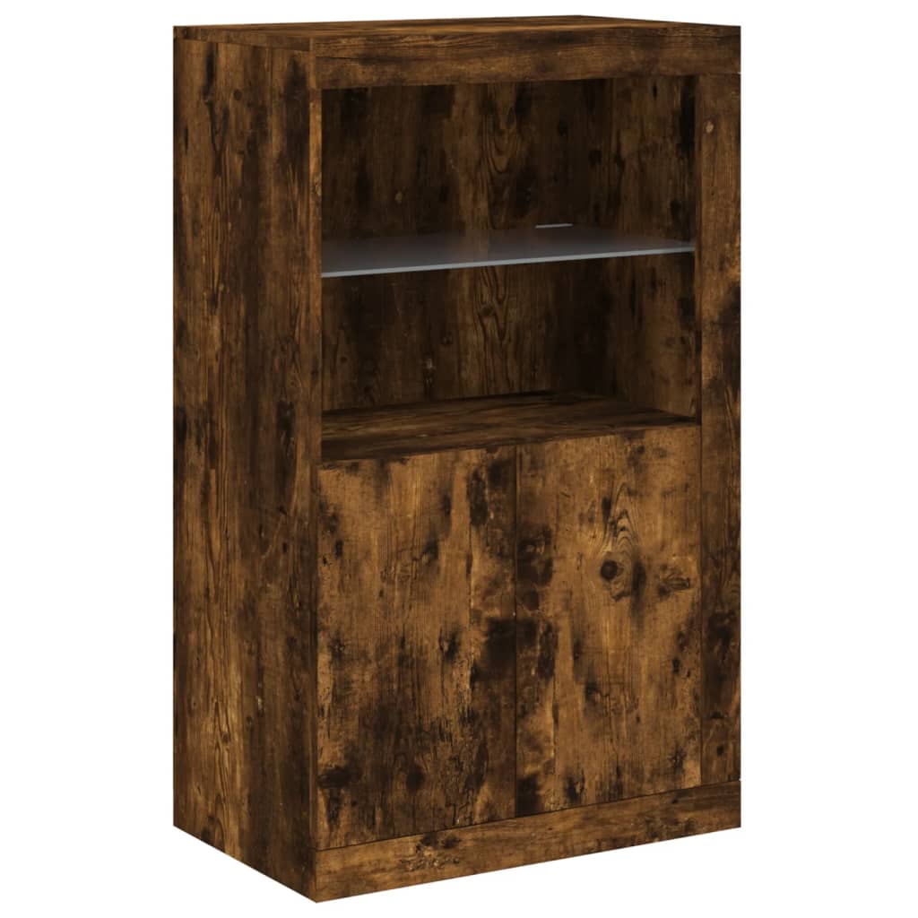 Buffet avec lumières LED chêne fumé 202x37x100 cm - XIOS