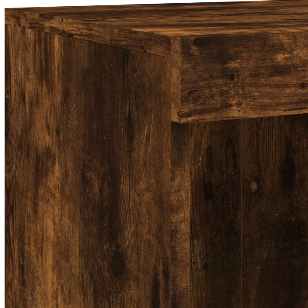 Buffet avec lumières LED chêne fumé 202x37x100 cm - XIOS
