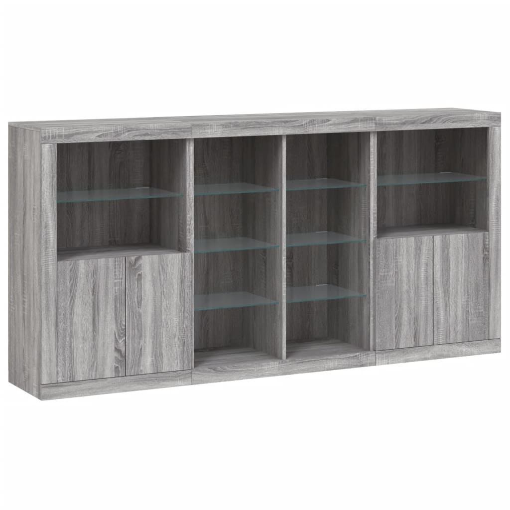 Buffet avec lumières LED sonoma gris 202x37x100 cm - XIOS