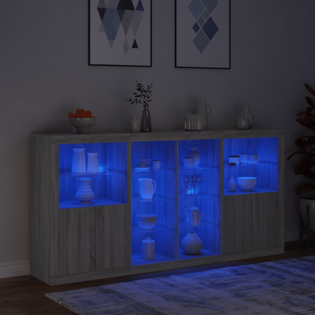 Buffet avec lumières LED sonoma gris 202x37x100 cm - XIOS