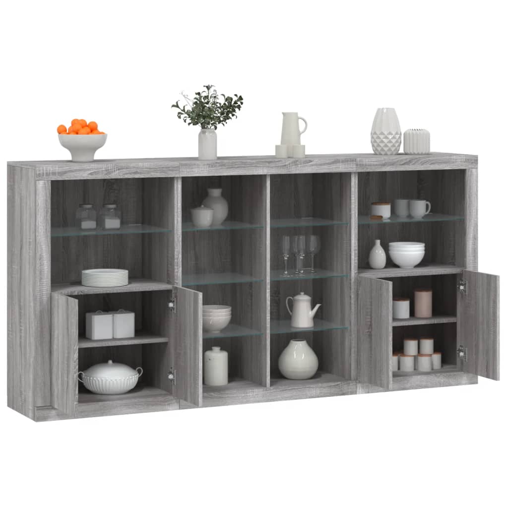 Buffet avec lumières LED sonoma gris 202x37x100 cm - XIOS