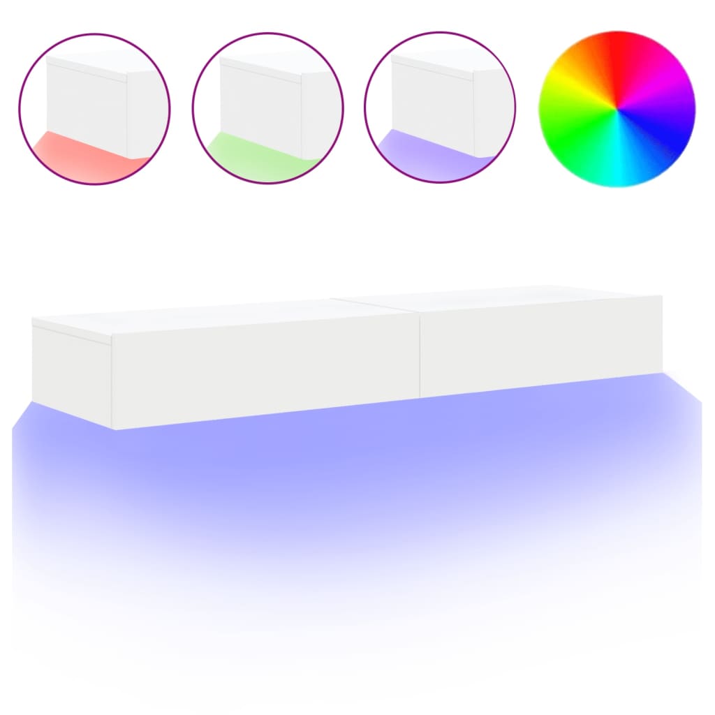 Meubles TV avec éclairage LED 2 pcs blanc 60x35x15,5 cm - XIOS