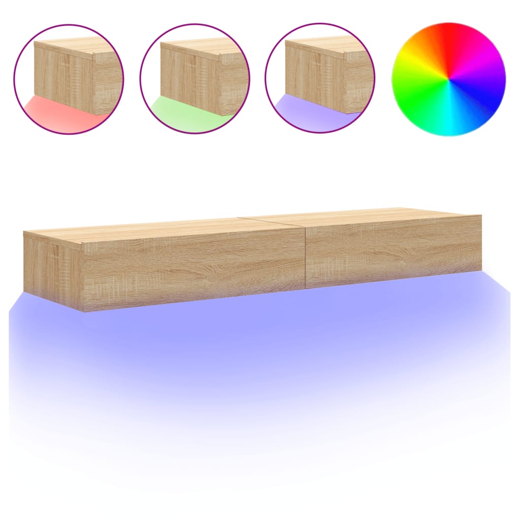 Meubles TV avec éclairage LED 2 pcs chêne sonoma 60x35x15,5 cm