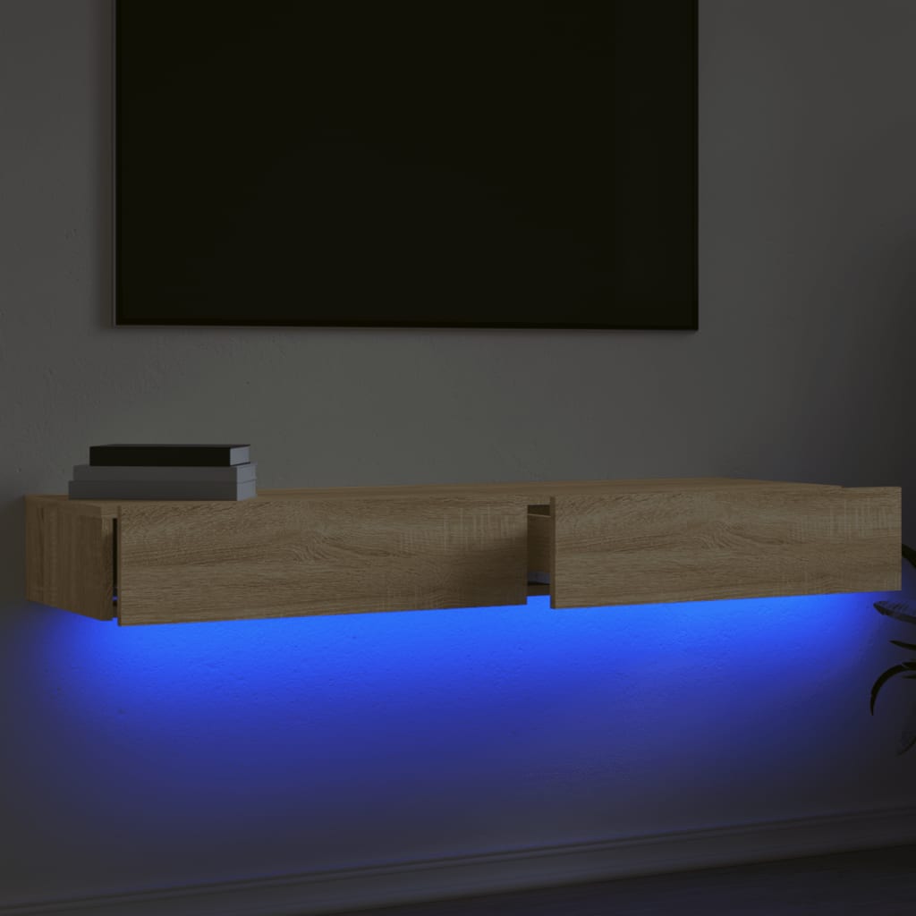 Meubles TV avec éclairage LED 2 pcs chêne sonoma 60x35x15,5 cm