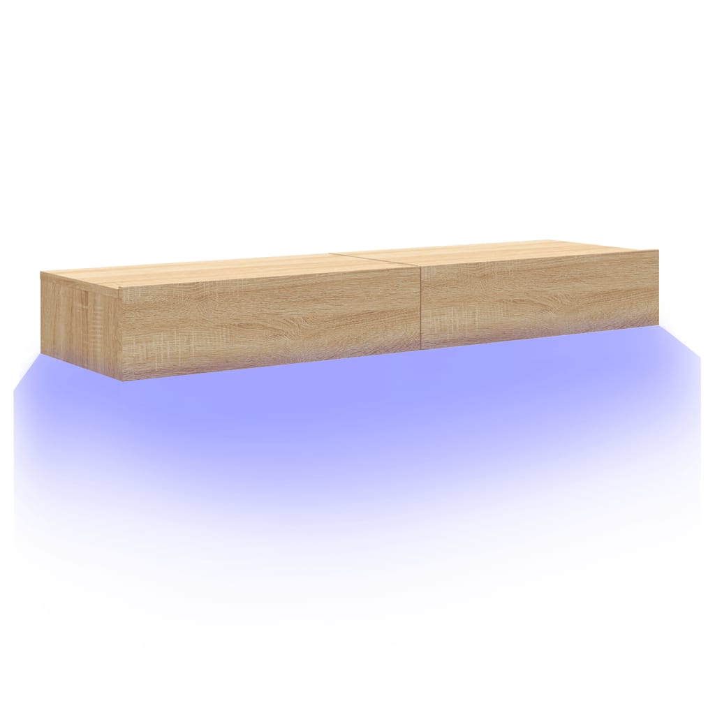 Meubles TV avec éclairage LED 2 pcs chêne sonoma 60x35x15,5 cm