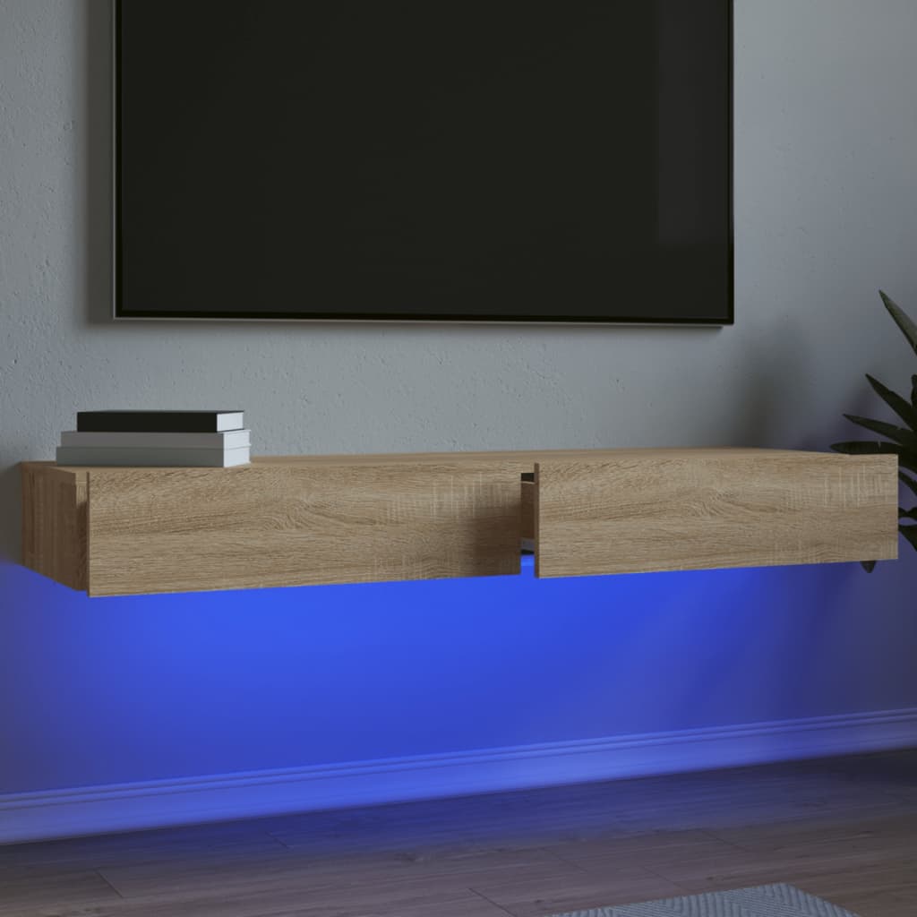 Meubles TV avec éclairage LED 2 pcs chêne sonoma 60x35x15,5 cm - XIOS