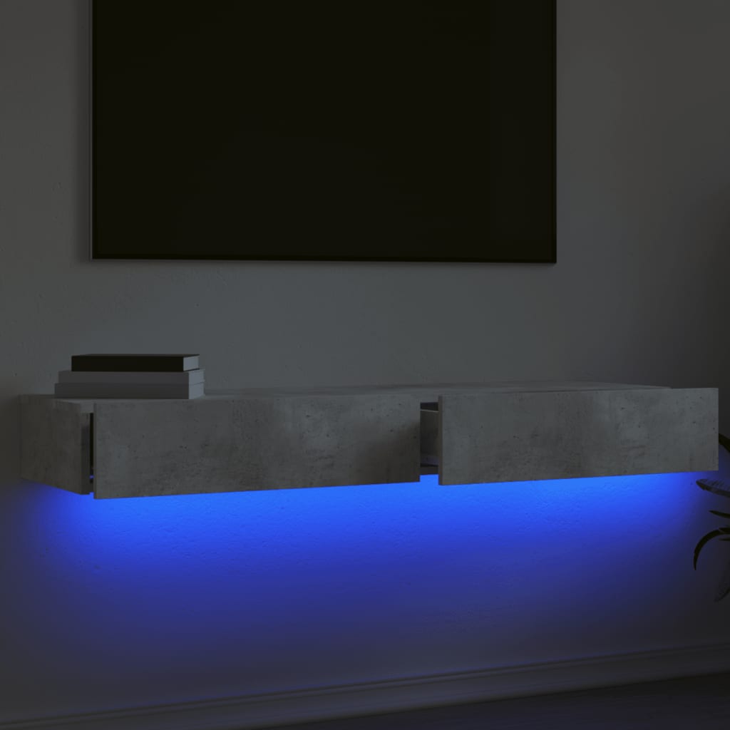 Meubles TV avec lumières LED 2 pcs gris béton 60x35x15,5 cm - XIOS