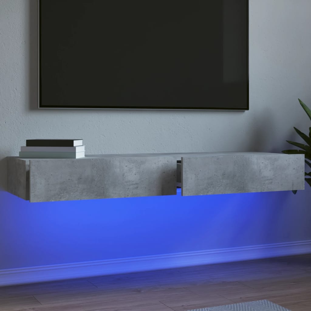 Meubles TV avec lumières LED 2 pcs gris béton 60x35x15,5 cm - XIOS