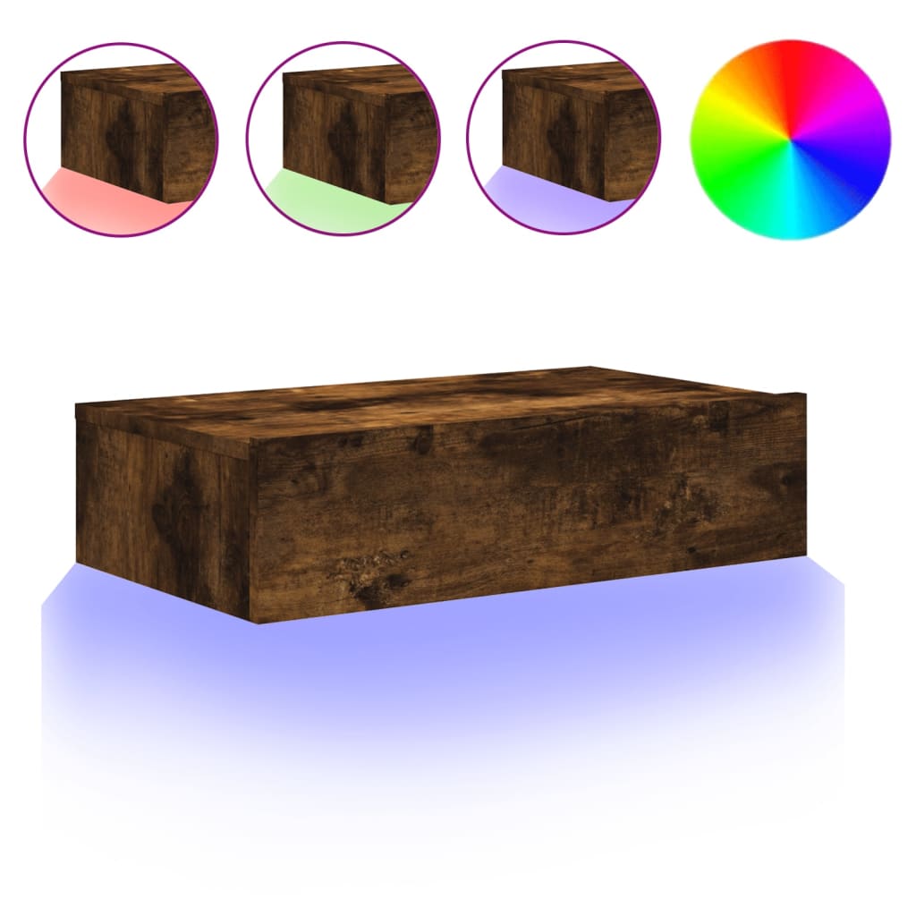 Meuble TV avec éclairage LED chêne fumé 60x35x15,5 cm - XIOS