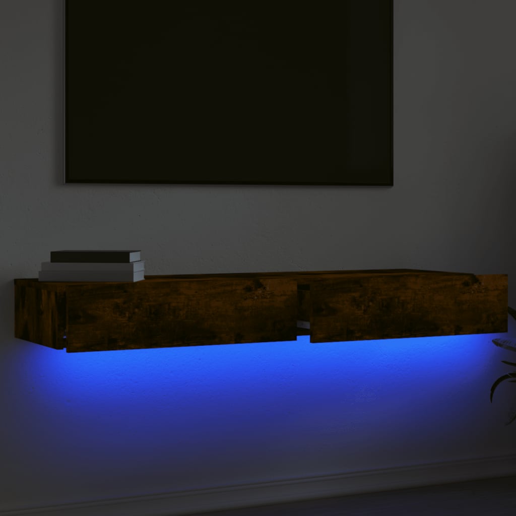 Meubles TV avec lumières LED 2 pcs chêne fumé 60x35x15,5 cm - XIOS