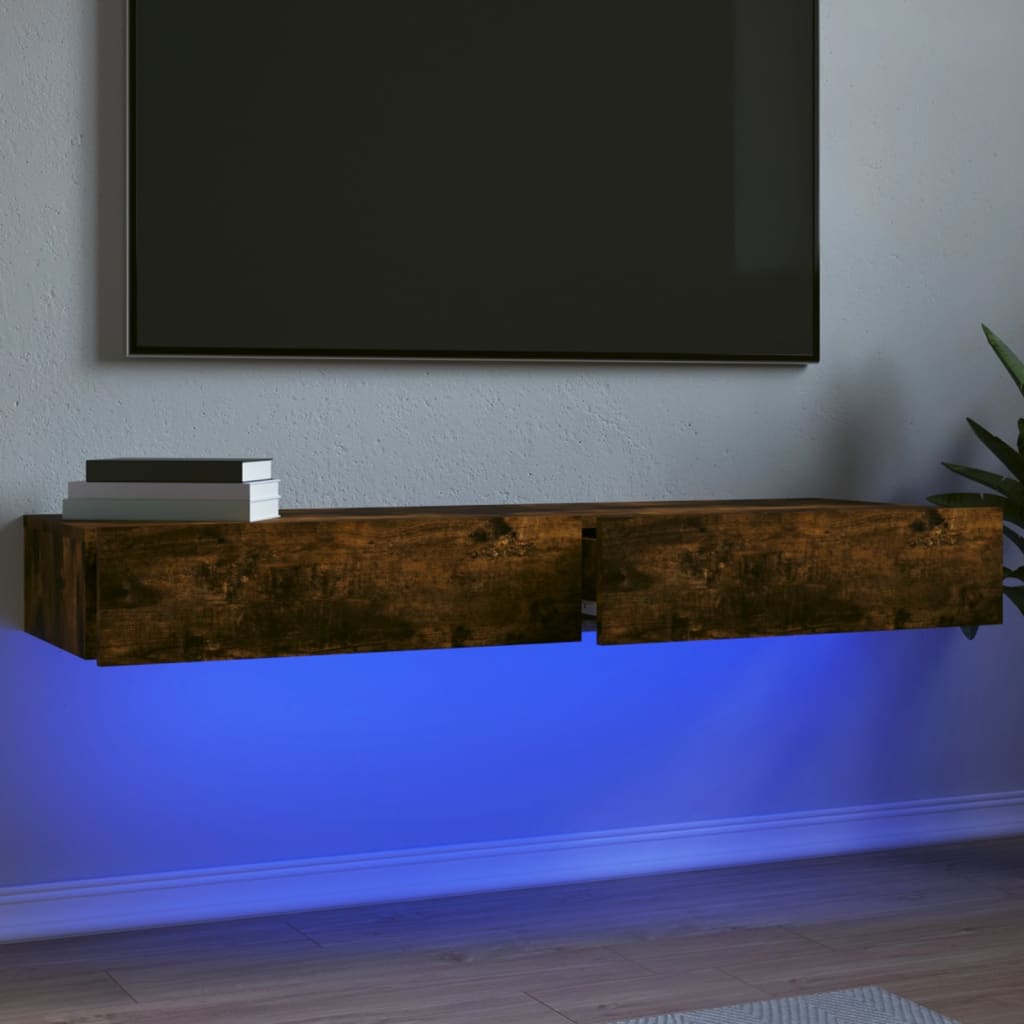 Meubles TV avec lumières LED 2 pcs chêne fumé 60x35x15,5 cm - XIOS