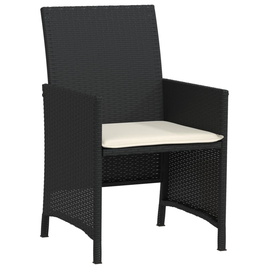 Ensemble de bistro 3 pcs avec coussins noir résine tressée - XIOS