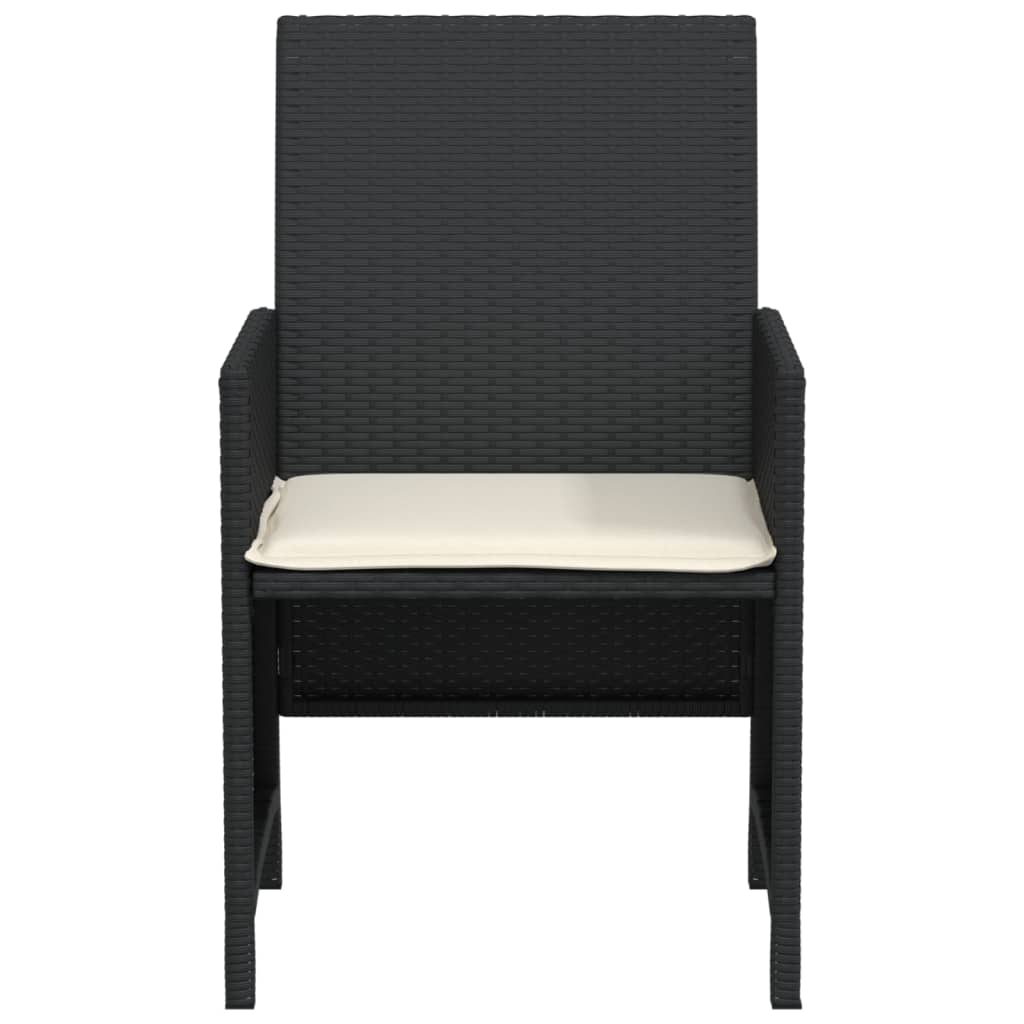 Ensemble de bistro 3 pcs avec coussins noir résine tressée - XIOS