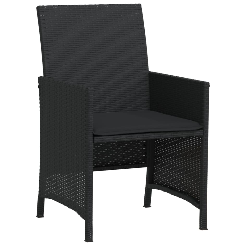 Ensemble de bistro 3 pcs avec coussins noir résine tressée - XIOS