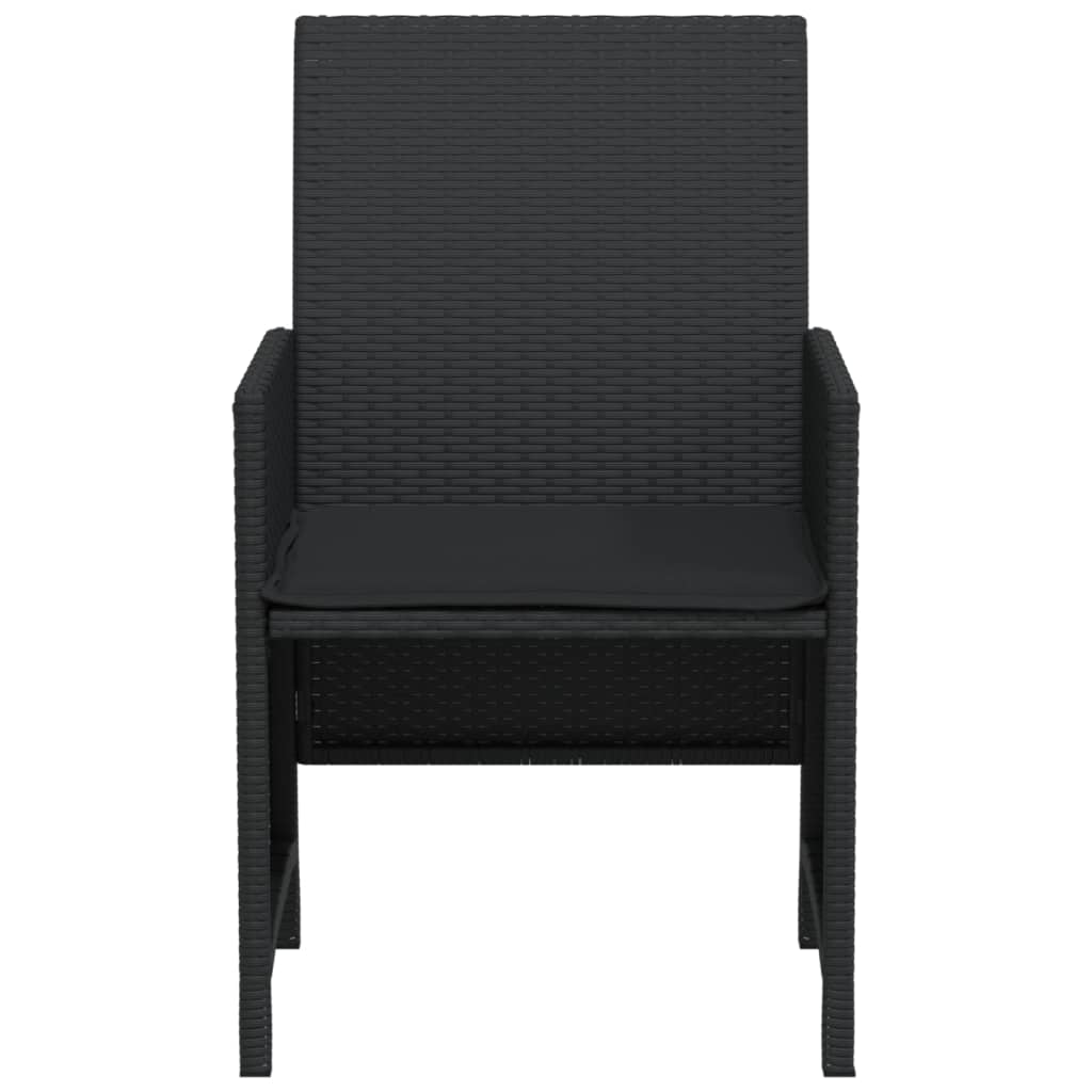 Ensemble de bistro 3 pcs avec coussins noir résine tressée - XIOS