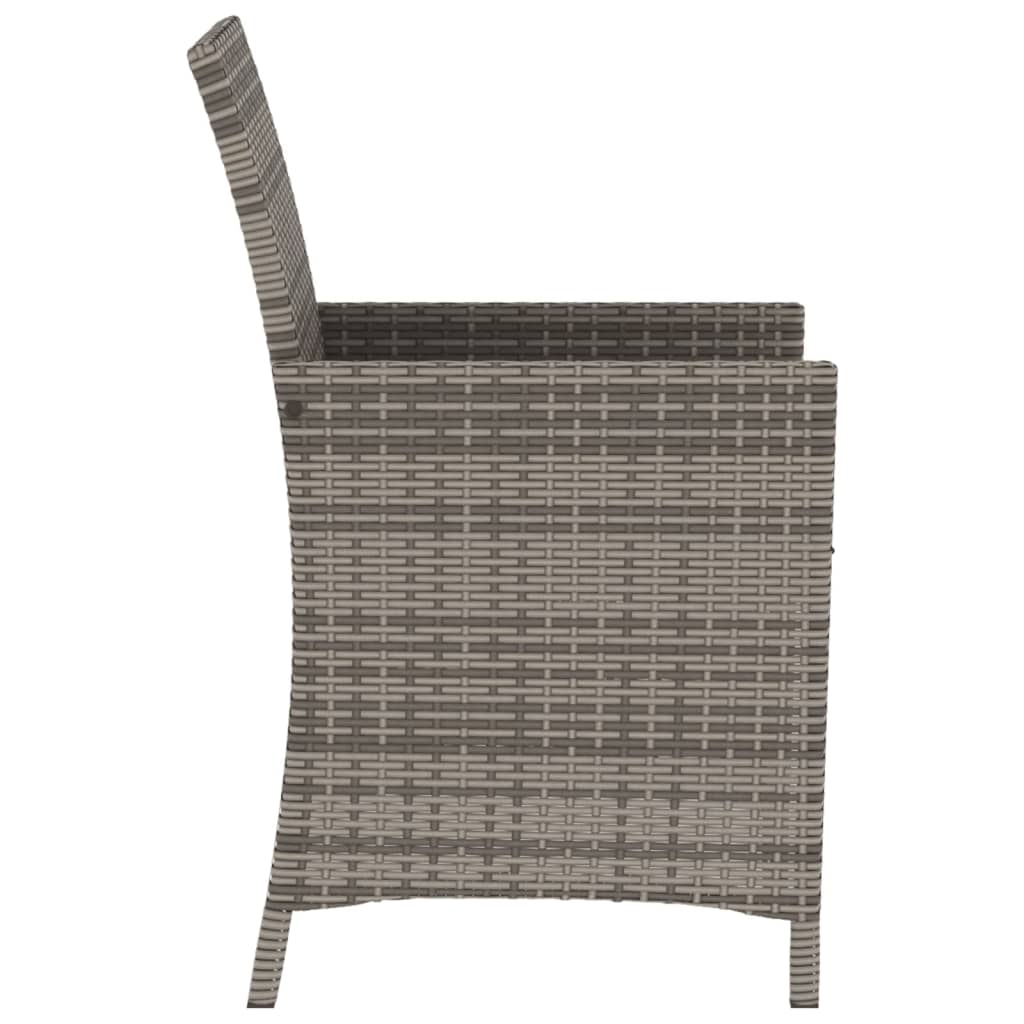 Ensemble de bistro 3 pcs avec coussins gris résine tressée - XIOS