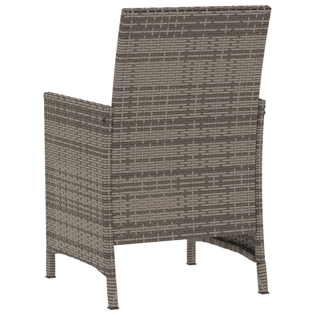Ensemble de bistro 3 pcs avec coussins gris résine tressée - XIOS