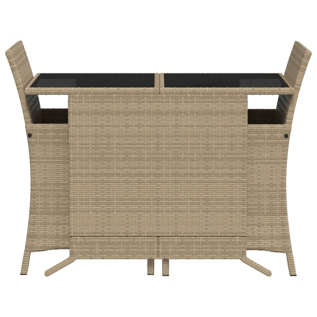 Ensemble de bistro 3 pcs avec coussins beige résine tressée - XIOS