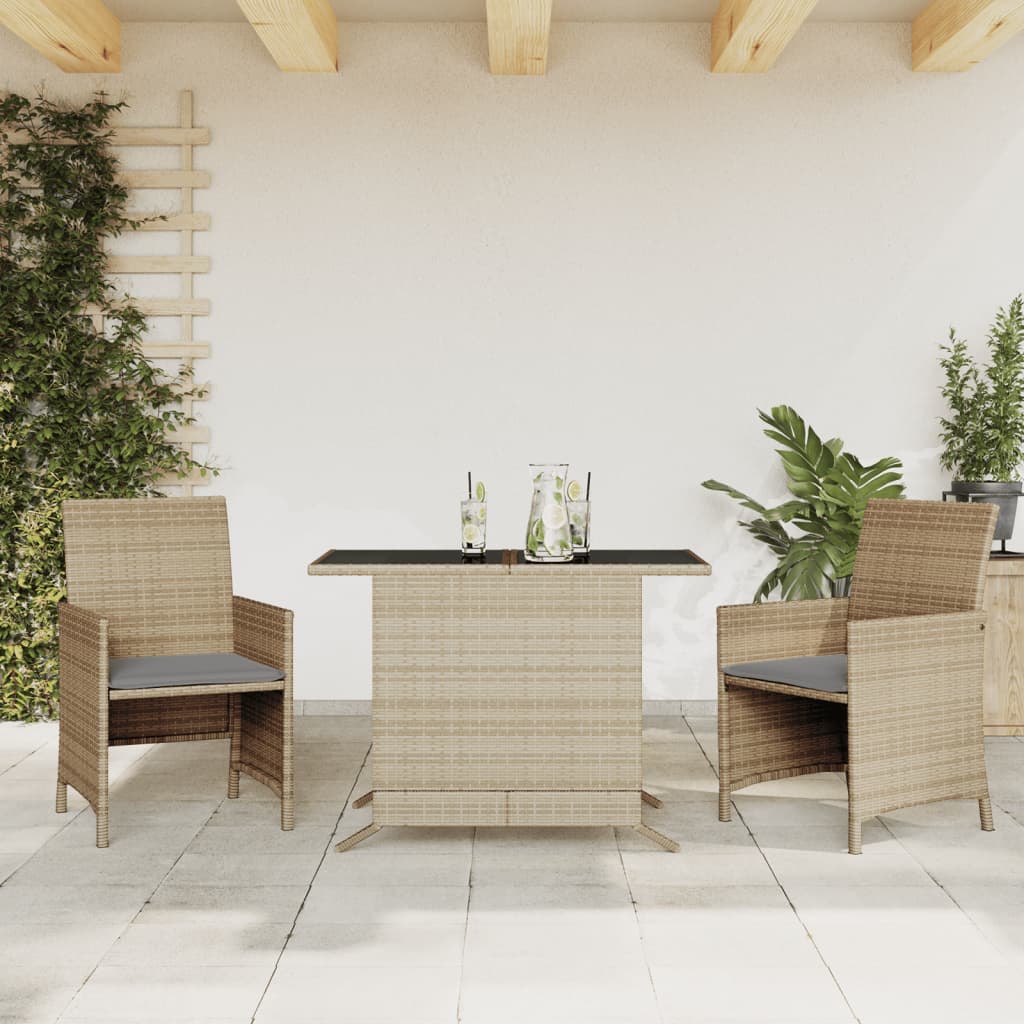 Ensemble de bistro 3 pcs coussins mélange beige résine tressée - XIOS