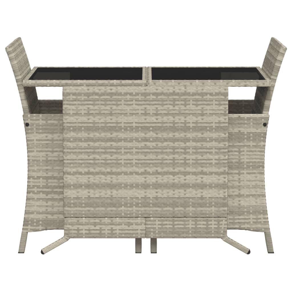 Ensemble de bistro 3 pcs et coussins gris clair résine tressée - XIOS